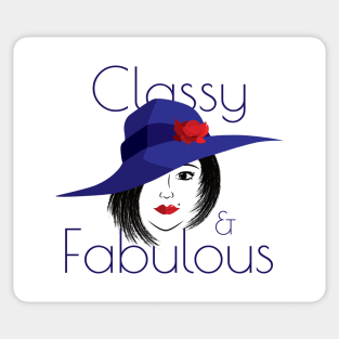 Classy and Fabulous | Lady wearing a blue hat with a red rose Sticker